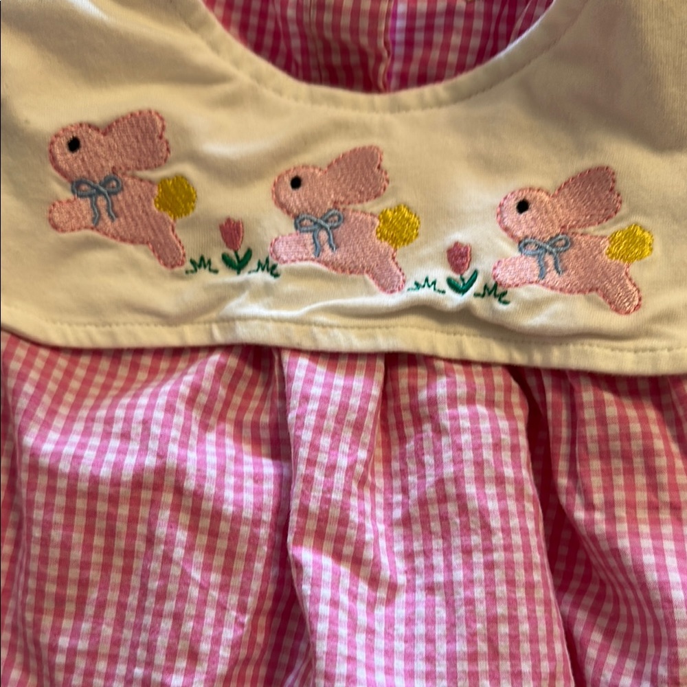 Pink Gingham Bunny Easter Dress - Picture 3 of 4